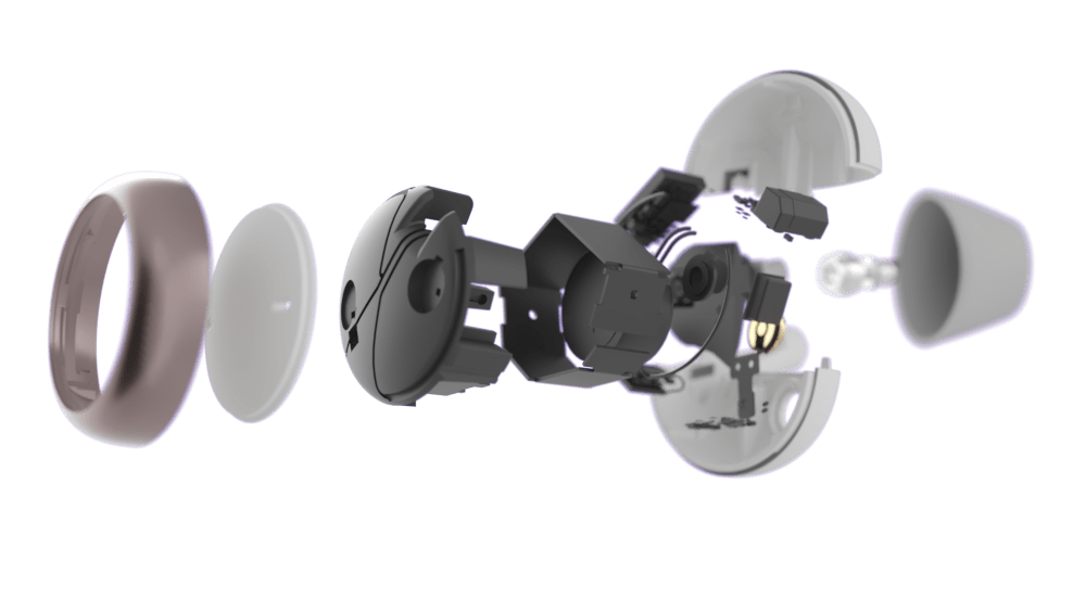 In the ear hearing system assembly in parts